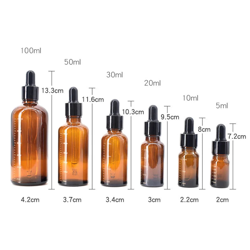 Amber Glass Dropper Bottles 5ml–100ml | UV-Protective Refillable Glass Dropper Bottle QXL