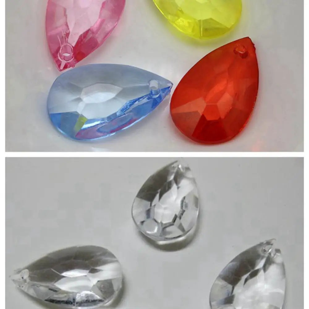 50-Pack Mixed Colour Acrylic Faceted Teardrop Beads 26mm Acrylic Craft Beads QXL