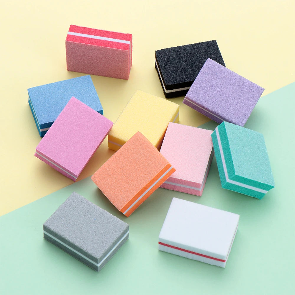 10-Pack Mini Double-Sided Sponge Nail Buffer Files | Manicure Nail Buffer File QXL