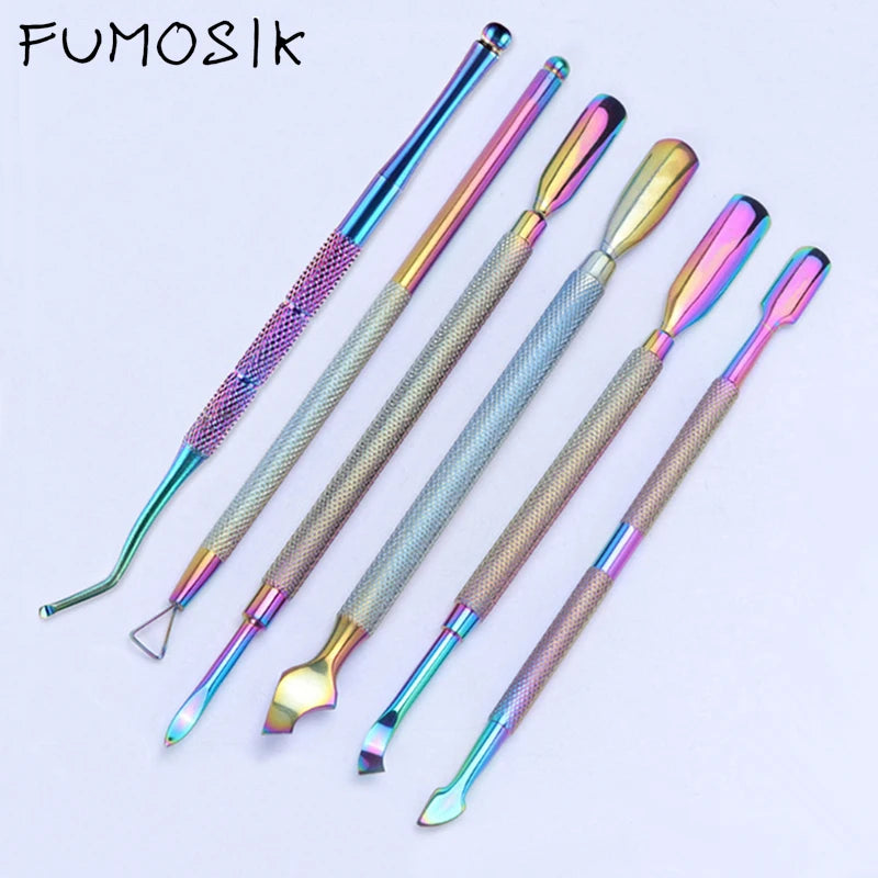 Rainbow Stainless Steel Cuticle Pusher & Nail Art Tool Cuticle Pusher Tool QXL