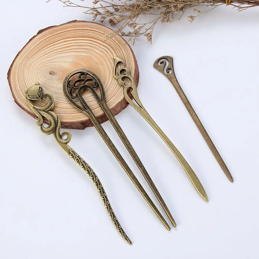 Vintage Bronze Metallic Hair Stick Clip | Women's Hairpin Hair Stick Hairpin QXL