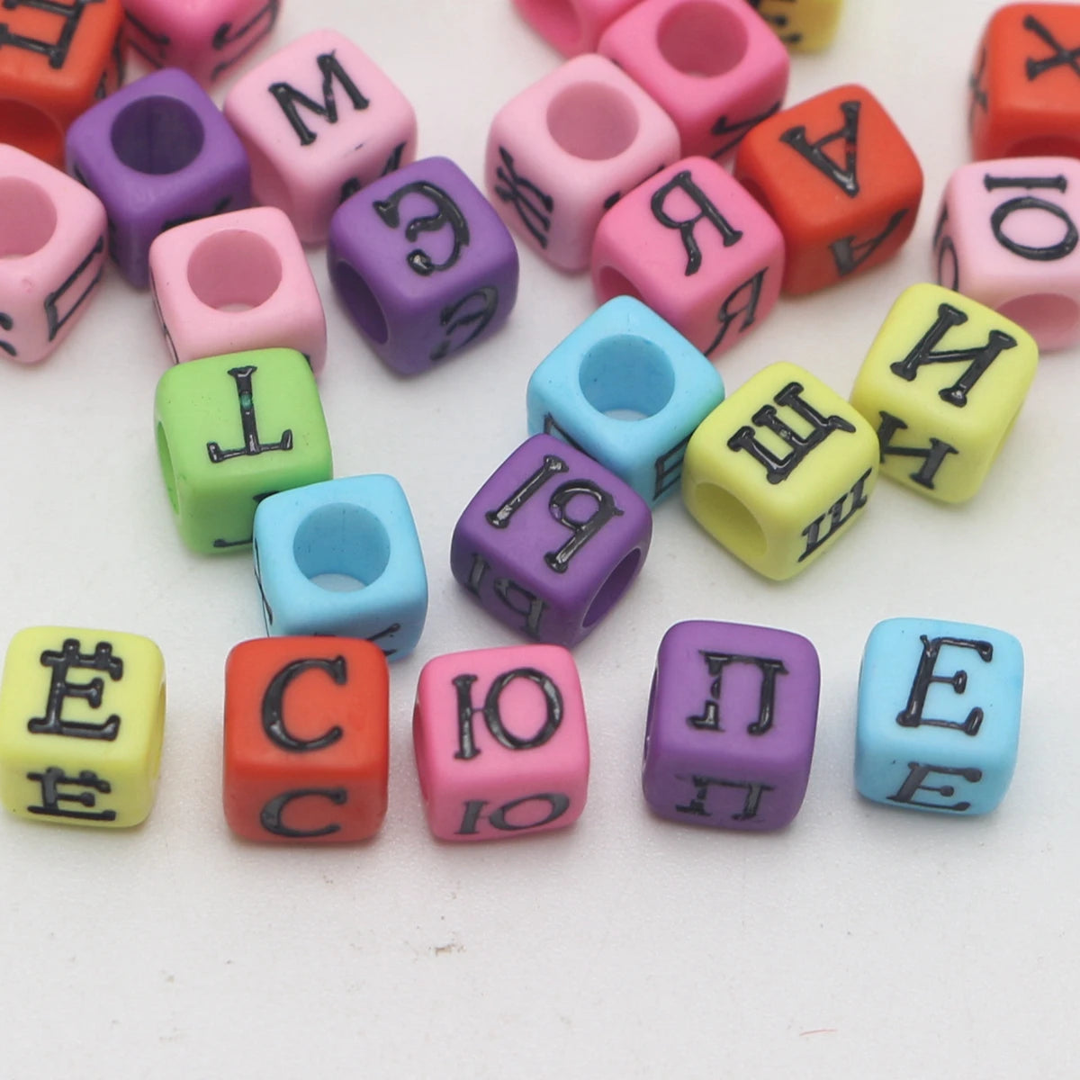 250 Acrylic Russian Alphabet Letter Cube Beads 6mm – Mixed Craft Letter Beads QXL