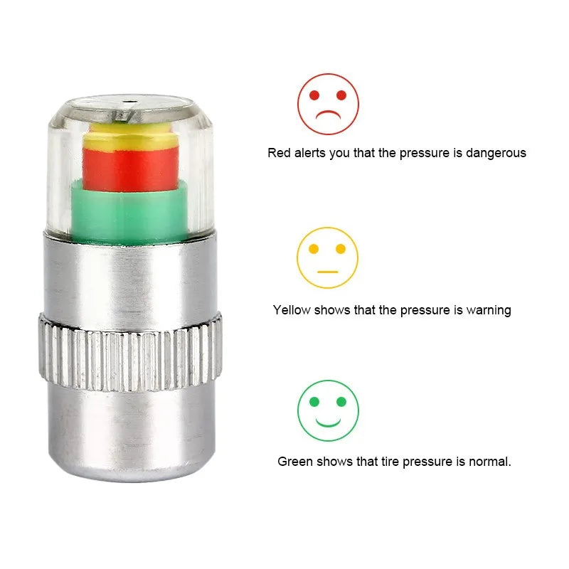 4-Pack Tire Pressure Gauge Cap Sensors | 2.0–2.4 Bar EAFC Tire Pressure Indicator QXL 2.2 30psi