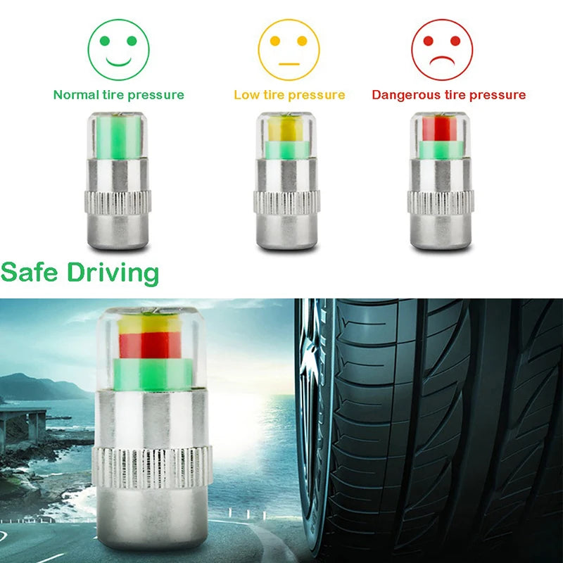 4-Pack Tire Pressure Gauge Cap Sensors | 2.0–2.4 Bar EAFC Tire Pressure Indicator QXL