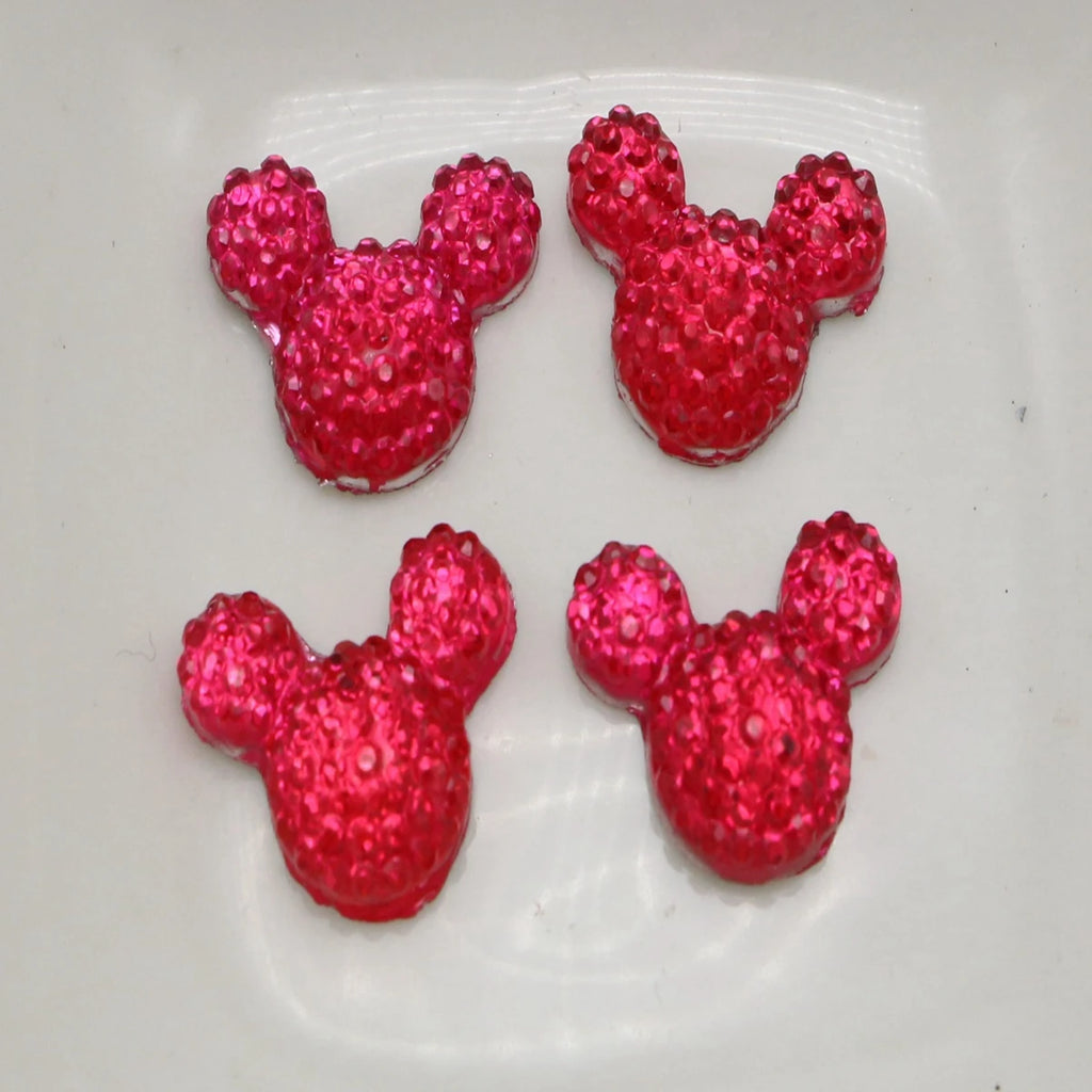 100 Flatback Resin Mouse Head Rhinestone Gems 14x12mm Craft Craft Rhinestone Gems QXL Dark pink