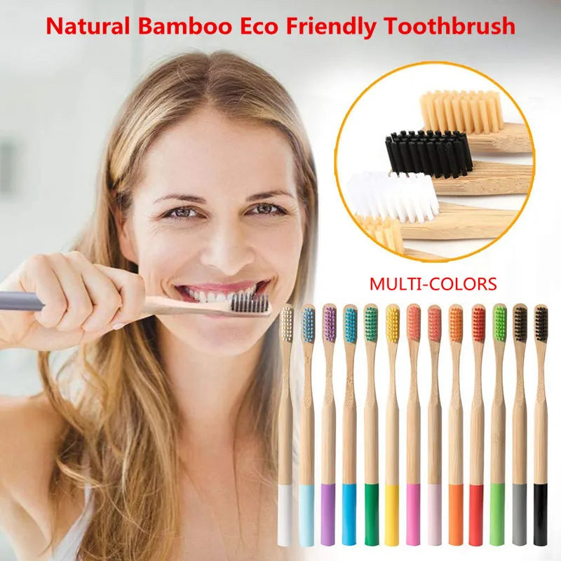Bamboo Toothbrush Set 5 or 10 Pack | Eco Soft Bristle Bamboo Toothbrush Set QXL
