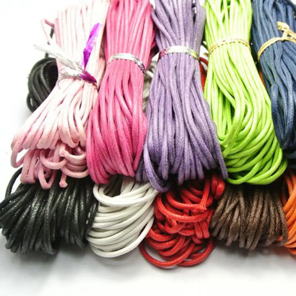 120m Waxed Cotton Beading Cord 2mm | 12 Mixed Colors Jewelry Beading Cord QXL