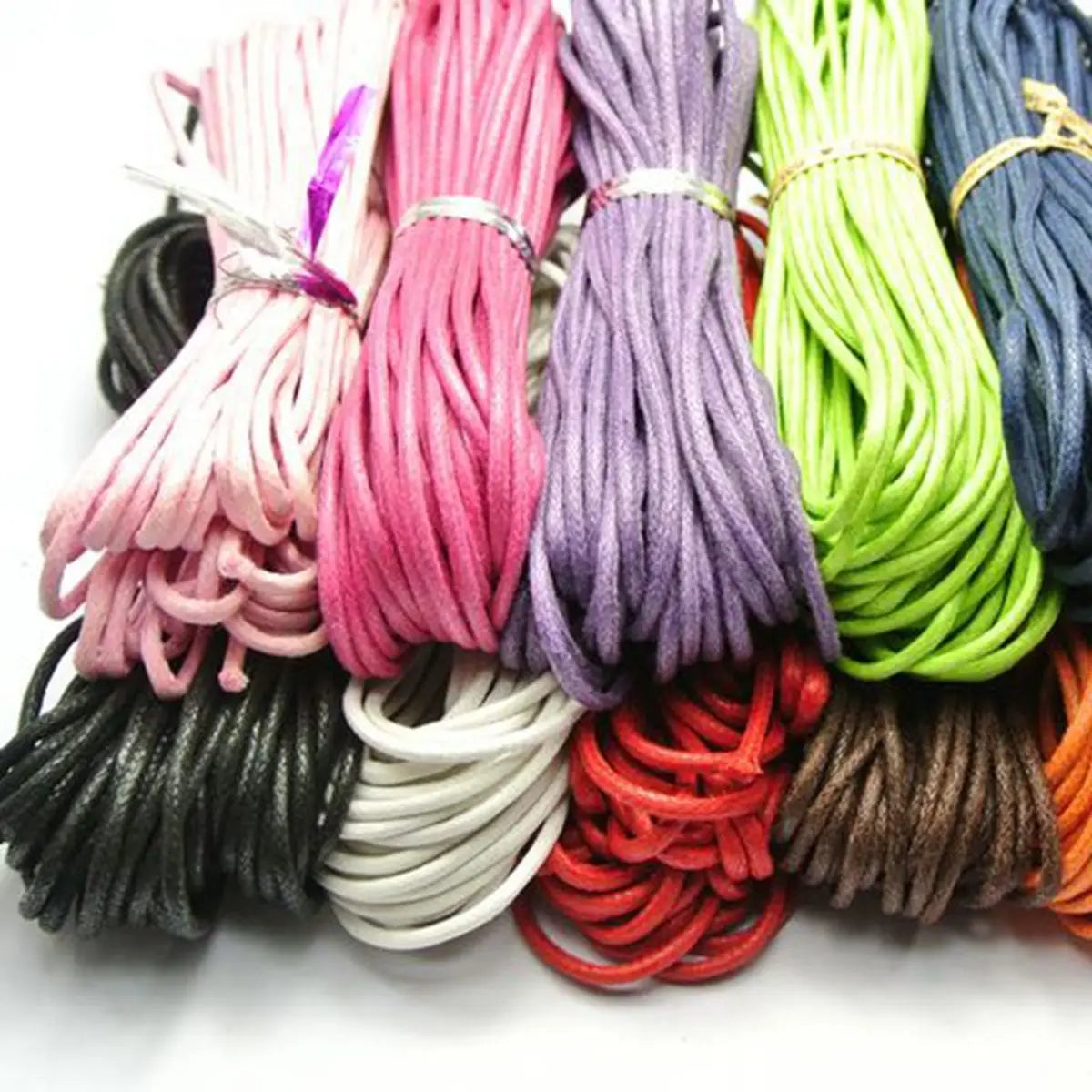 120m Waxed Cotton Beading Cord 2mm | 12 Mixed Colors Jewelry Beading Cord QXL