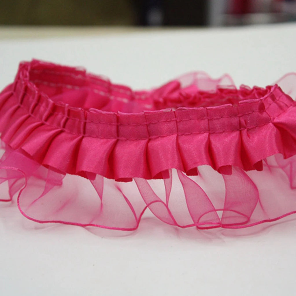 Double Layer Ruffle Organza Satin Ribbon Trim 5.5 Yds Wedding DIY Ruffle Ribbon Trim QXL