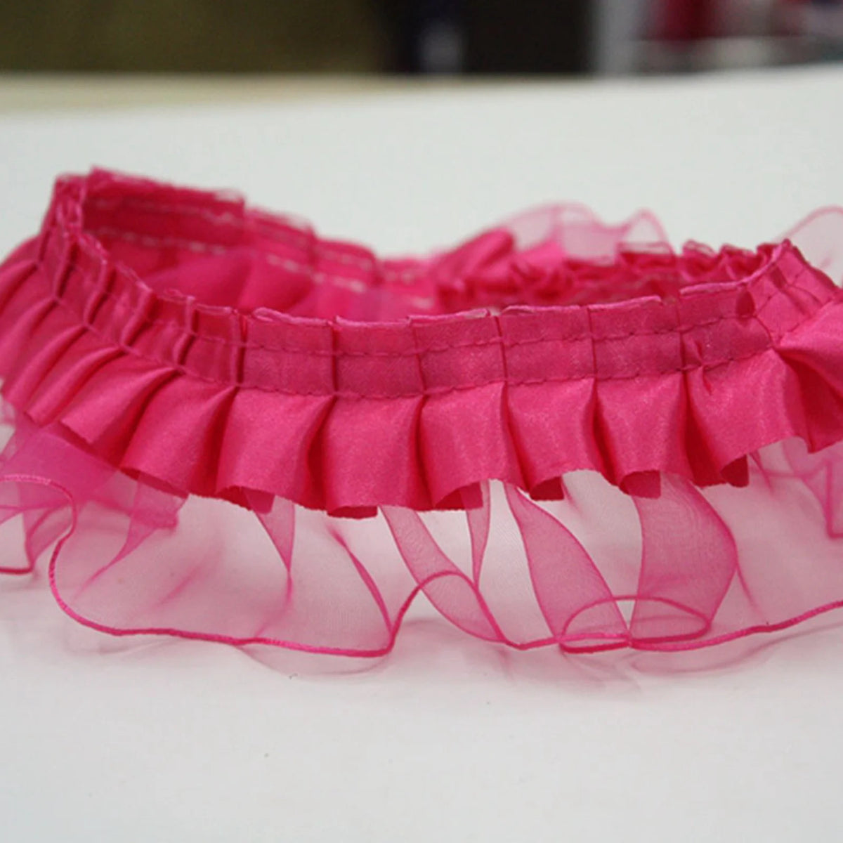 Double Layer Ruffle Organza Satin Ribbon Trim 5.5 Yds Wedding DIY Ruffle Ribbon Trim QXL