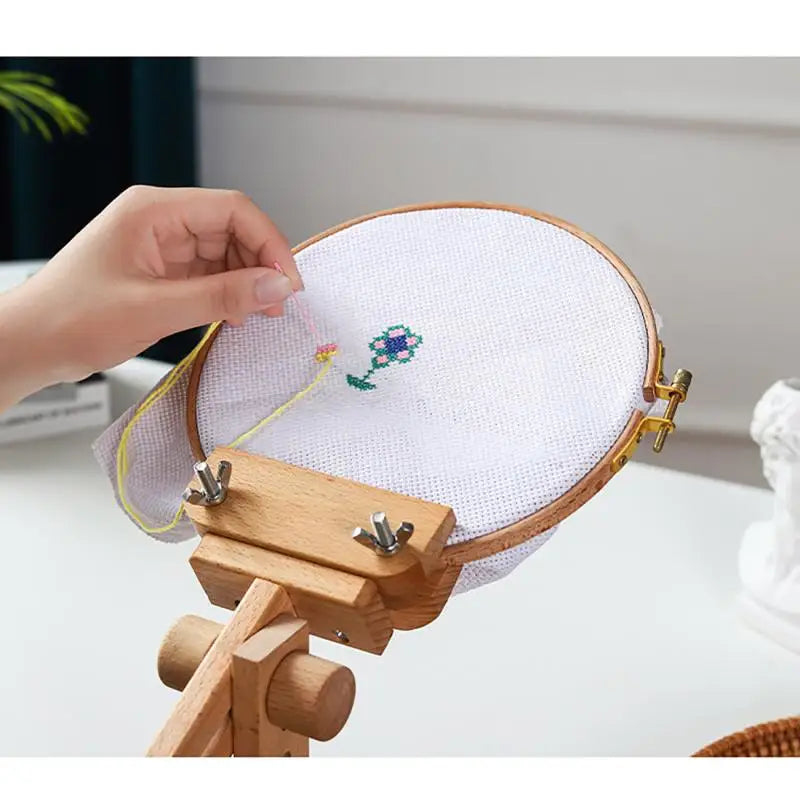 Bamboo Embroidery Hoop Desktop Stand | 360° Adjustable Frame Embroidery Frame Stand QXL