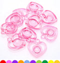 50-Pack Mixed Color Acrylic Hollow Heart Charm Pendants 22mm Craft Charm Pendants QXL Pink
