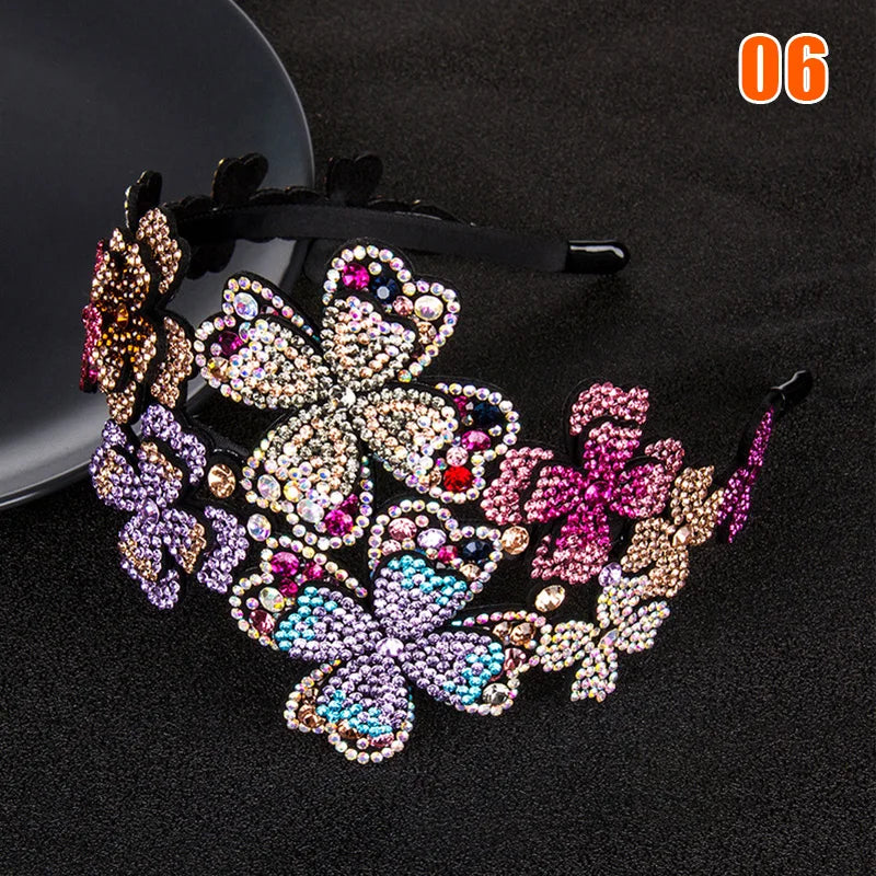 Elastic Rhinestone Beaded Headband | Handmade Vintage Hair Band Rhinestone Headband QXL 6