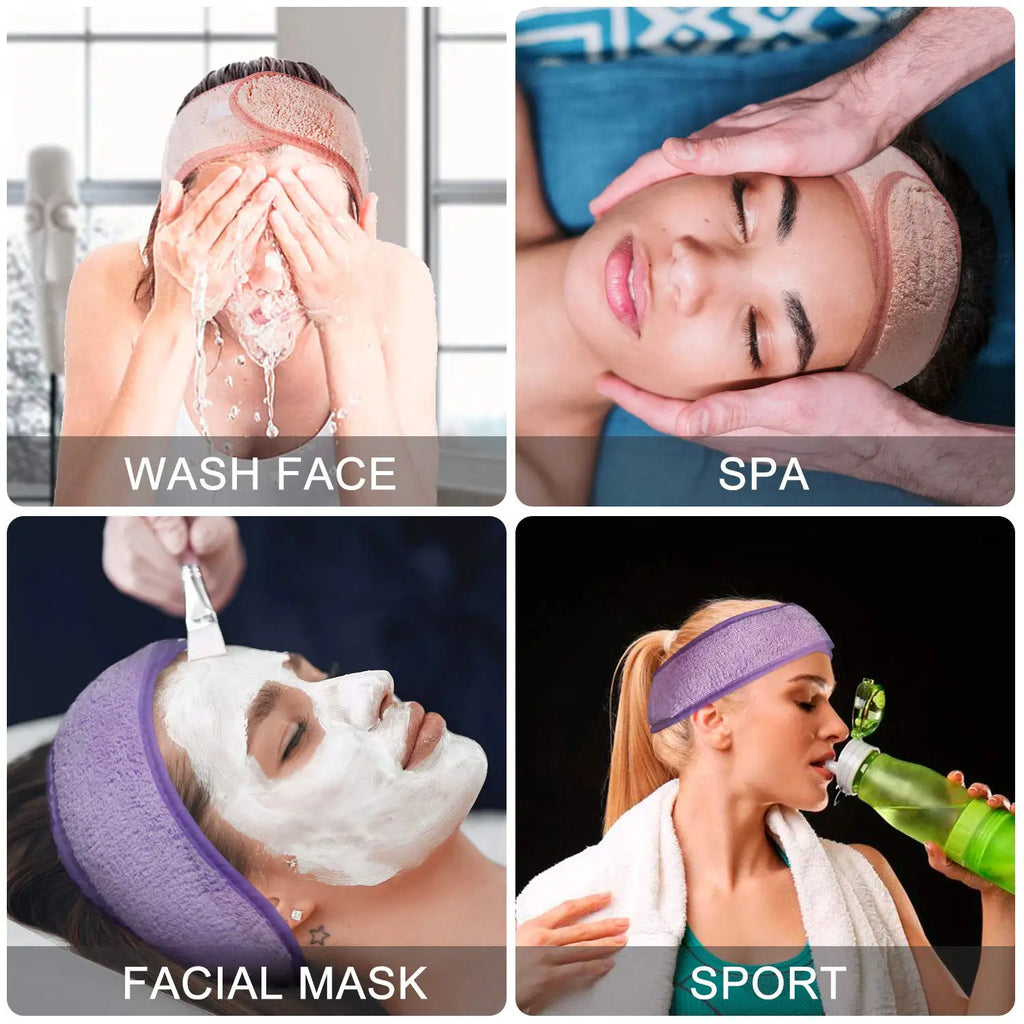 Adjustable Microfiber Spa & Makeup Headband | Face Wash Wrap Spa Makeup Headband QXL