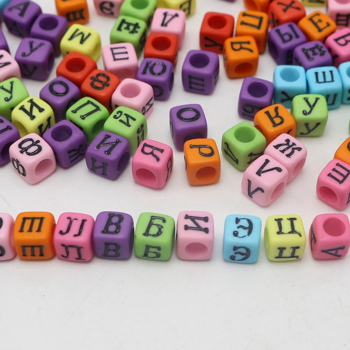 250 Acrylic Russian Alphabet Letter Cube Beads 6mm – Mixed Craft Letter Beads QXL