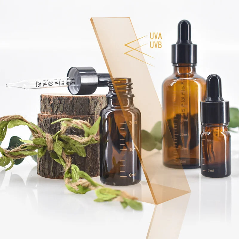 Amber Glass Dropper Bottles 5ml–100ml | UV-Protective Refillable Glass Dropper Bottle QXL