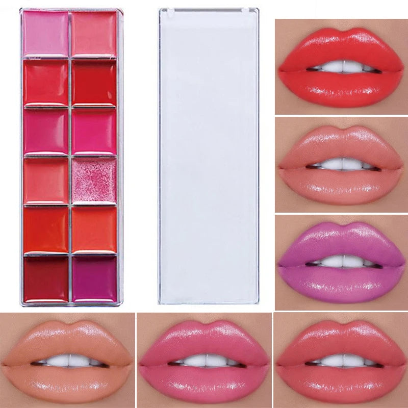 VERONNI 12-Color Moisturizing Lip Gloss Palette | Long-Lasting Lip Gloss Palette QXL