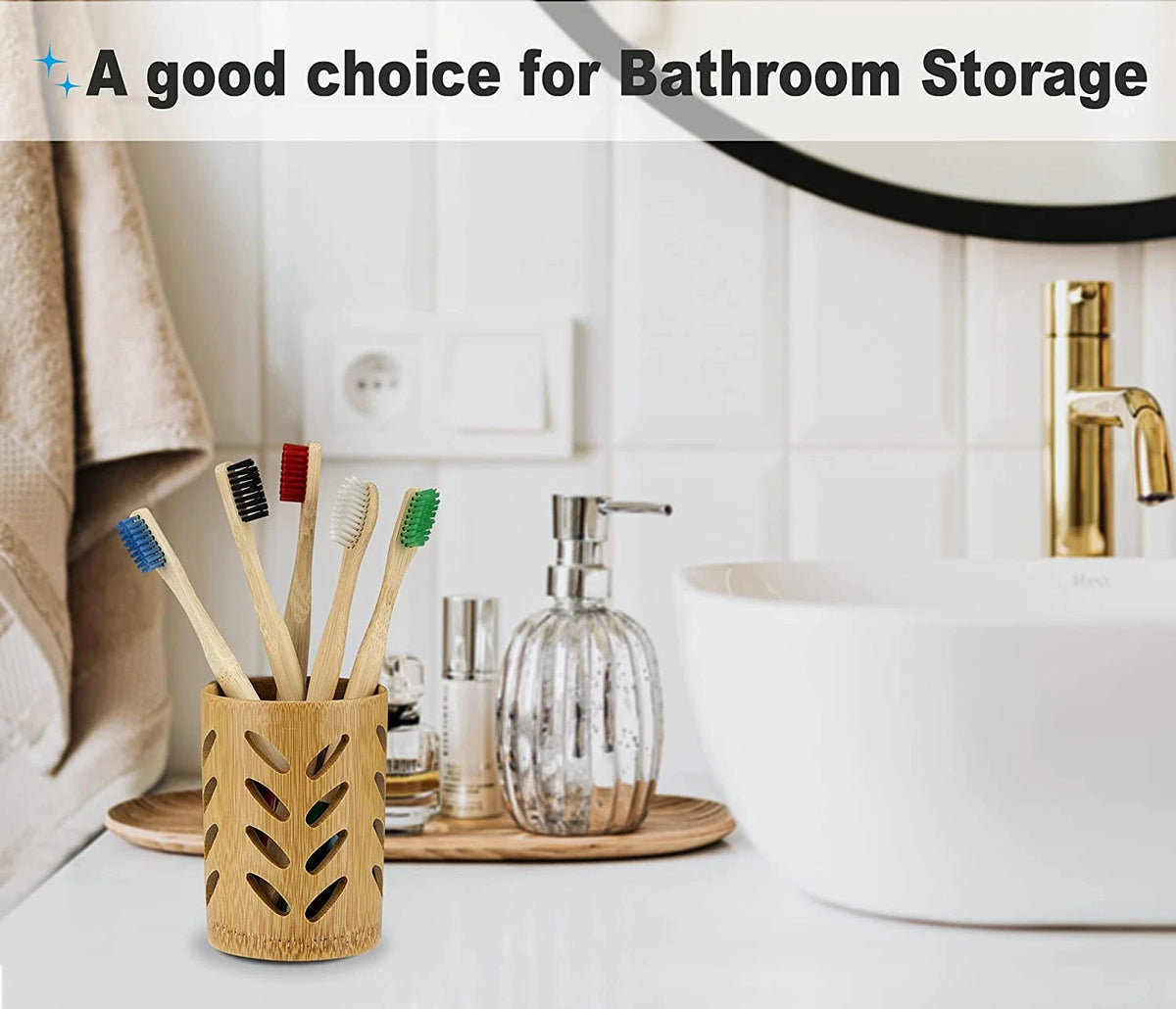 Bamboo Toothbrush Holder | Drainage & 360° Air Circulation Toothbrush Holder QXL