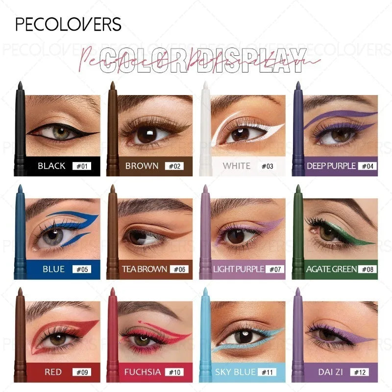 PECOLOVERS Waterproof Colorful Gel Eyeliner Pen | Multi-Color Gel Eyeliner Pen QXL