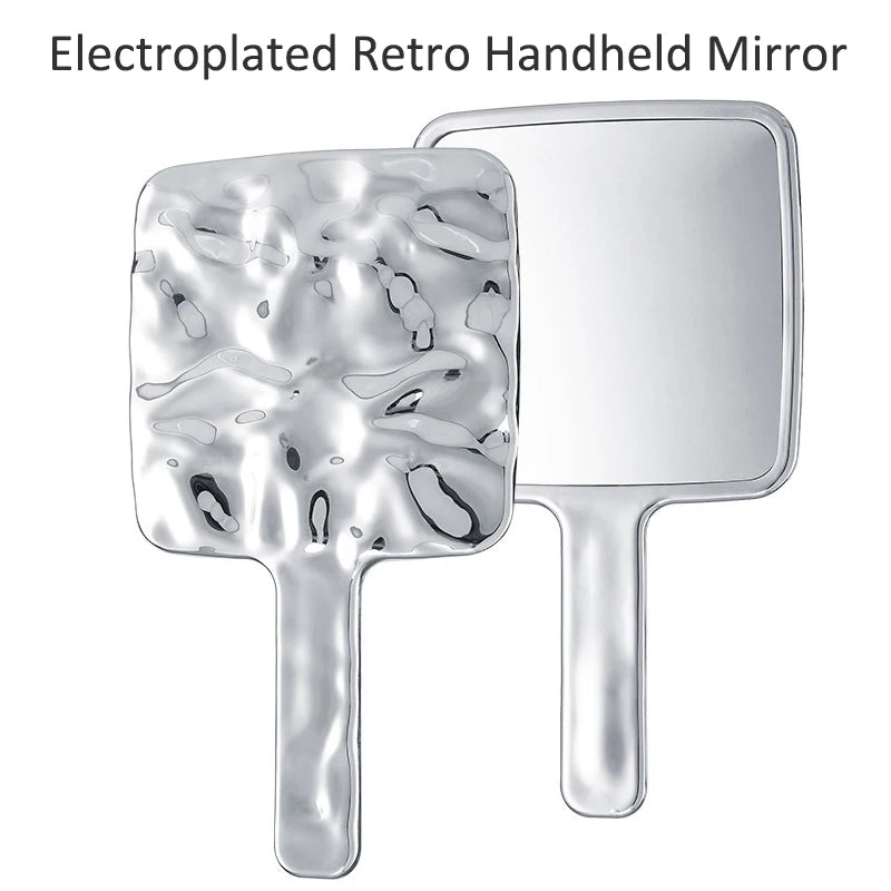 Silver HD Retro Handheld Makeup Mirror | Concave Convex Design Handheld Makeup Mirror QXL