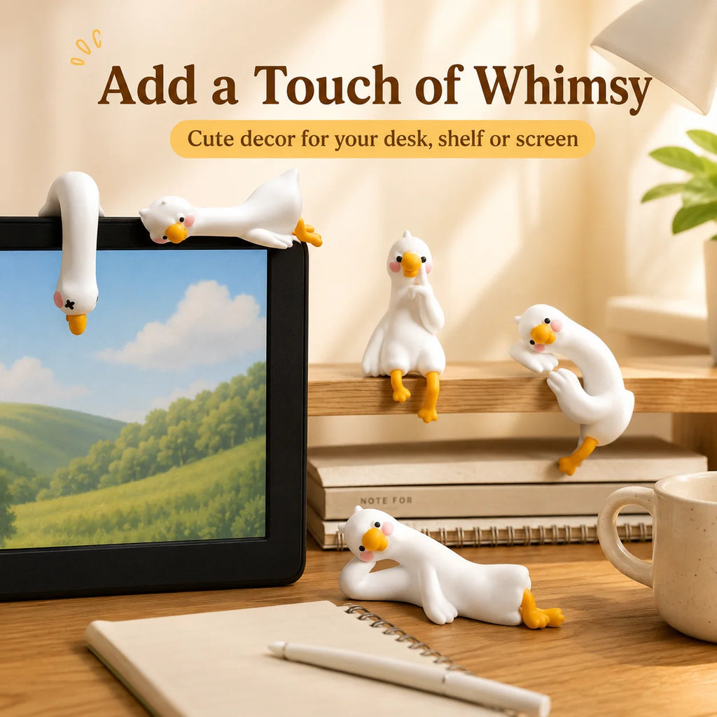 Mini White Goose Resin Figurines – Set of 4 Desk & Decor Resin Figurine Set QXL