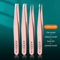 4-Piece Stainless Steel Eyebrow Tweezer Set | Precision Tool Eyebrow Tweezer Set QXL 181-Pink 4 pcs