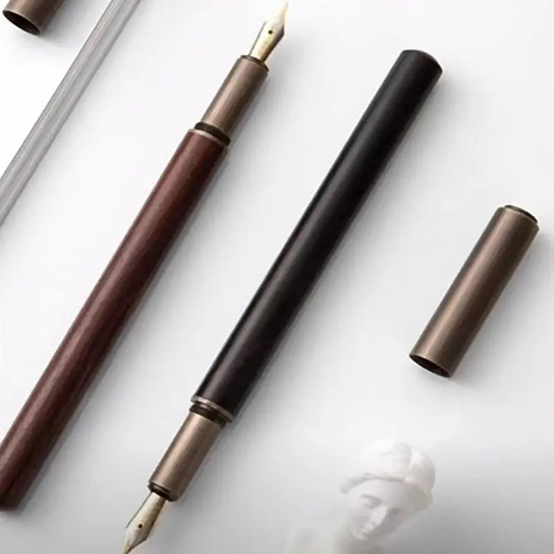 Retro Wood & Bronze Fountain Pen | Fine Nib Calligraphy Fountain Pen QXL