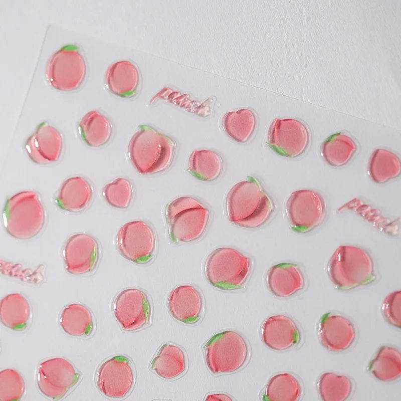 5D Fruit Nail Stickers – Strawberry Cherry Lemon Self-Adhesive Nail Art Stickers QXL