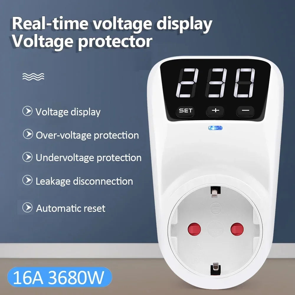 16A Adjustable Voltage Protector Socket | EU & US Plug Voltage Protector Socket QXL