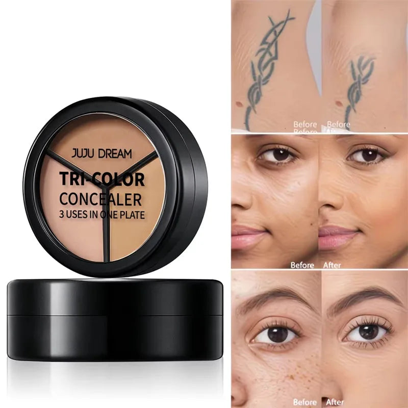 JUJU Dream Tri-Color Concealer Palette – Waterproof & Full Coverage Concealer Palette QXL