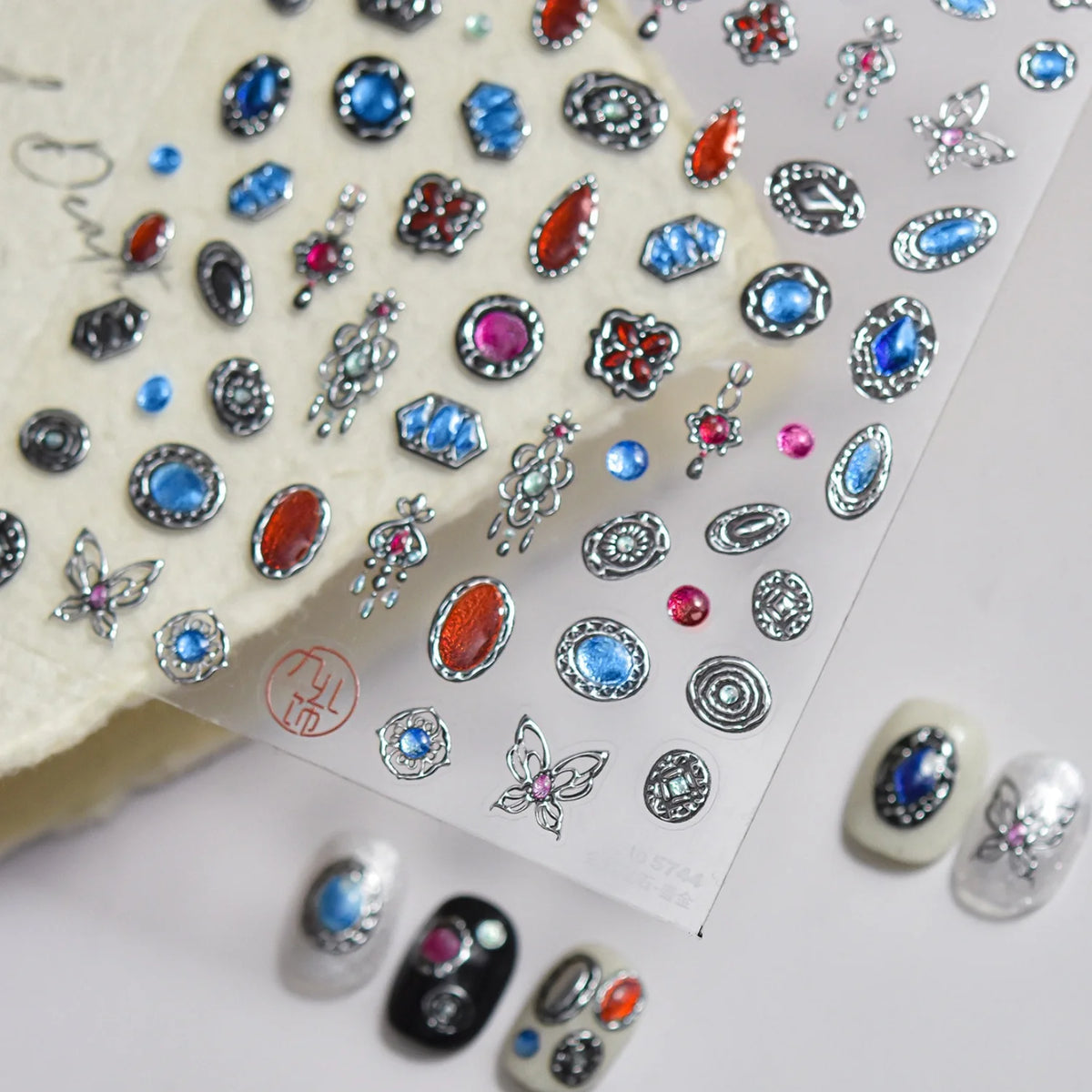 5D Gemstone Embossed Nail Stickers | Diamond Rhinestone Decals Nail Stickers & Decals QXL