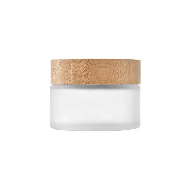 Frosted Glass Cream Jars with Bamboo Lid | 5g–100g Cosmetic Cosmetic Glass Jar QXL