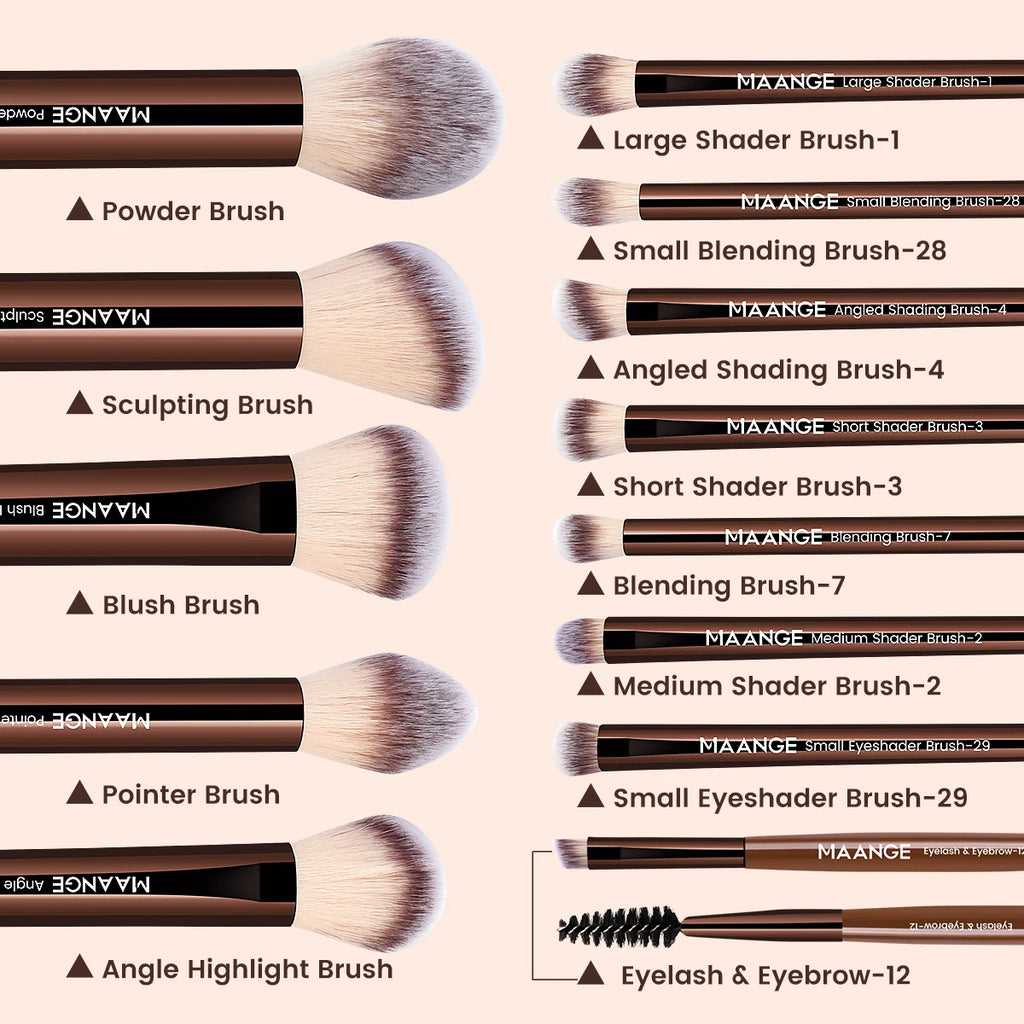 MAANGE 24-Piece Makeup Brush Set | Foundation, Eye & Blush Makeup Brush Set QXL