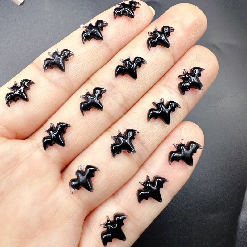 20-Pc Halloween Nail Charms – Bat & Spider Resin Flatback Gems Nail Art Charms QXL 20pcs