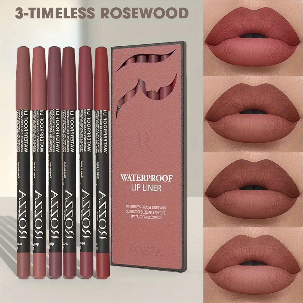 6-Pack Wood Lip Liner Set | 18 Nude Matte Waterproof Shades Lip Liner Set QXL SET3