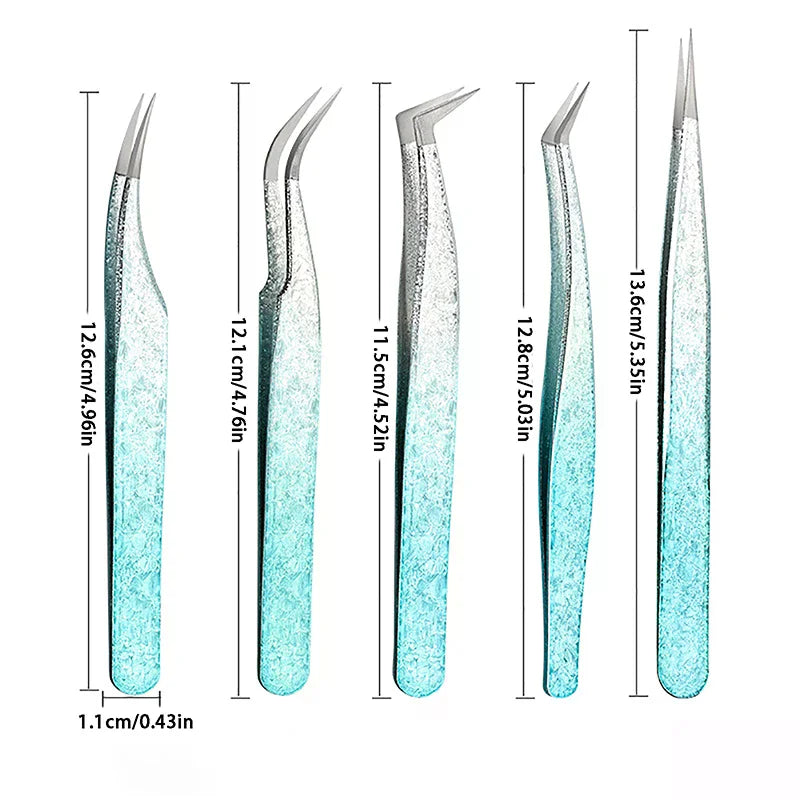 2-Pack Anti-Static Eyelash Extension Tweezers | Ice Flower Lash Extension Tweezers QXL
