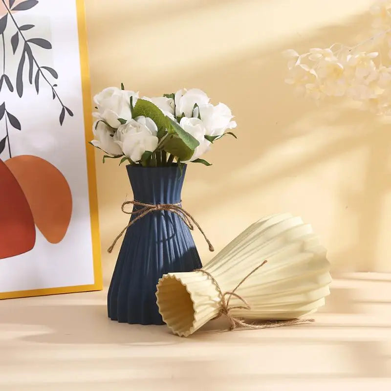 Origami Foldable Plastic Vase | Pleated Flower Holder Decor Decorative Flower Vase QXL
