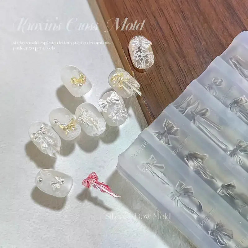 3D Bowknot Silicone Nail Art Mold | DIY Ribbon Nail Charms Nail Art Mold QXL