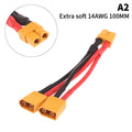 XT60 Y Splitter 3-Way 14AWG Silicone Cable RC Battery Connector RC Battery Connector QXL 1 female to 2 male