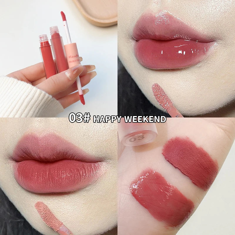 MAXFINE Double-End Lip Gloss | Mirror Gloss & Matte Velvet Double-End Lip Gloss QXL 03