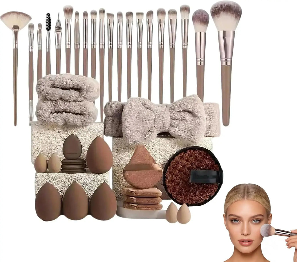 40-Piece Coffee Brown Professional Makeup Brush Set Makeup Brush Set QXL 40pcs brown