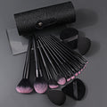 17-Piece Makeup Brush Set with Sponge, Puff & Organizer Makeup Brush Set QXL black