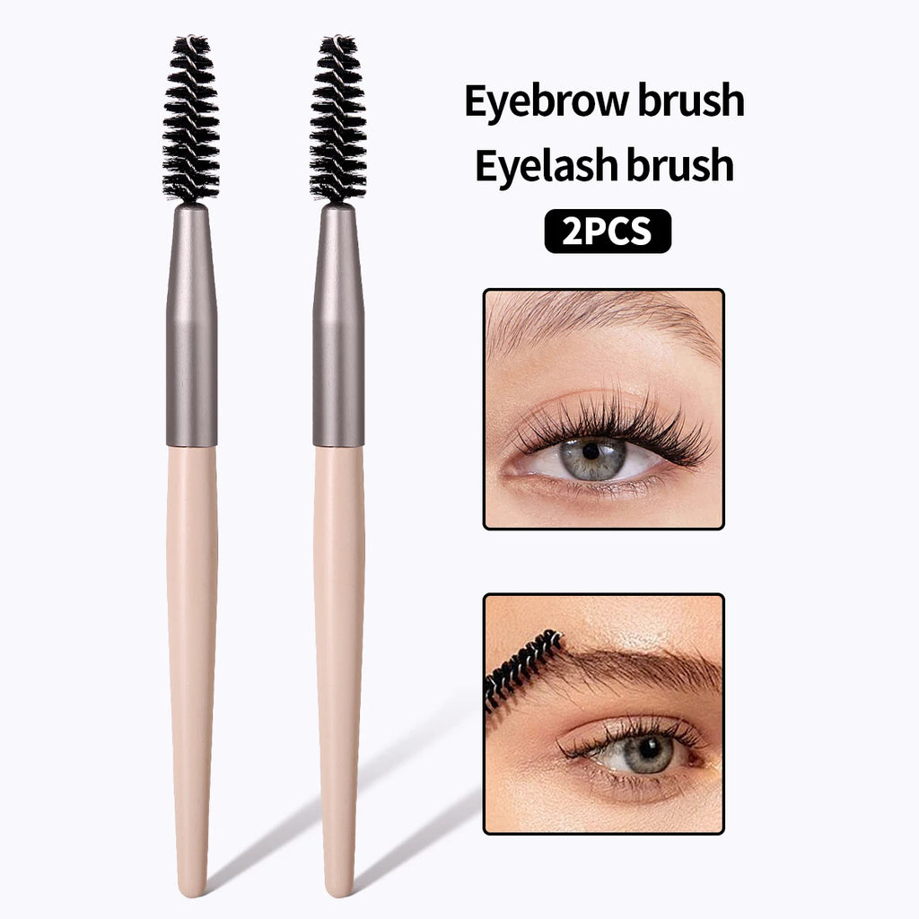 KOSSHOW 2-Pc Eyebrow & Eyelash Brush Set | Wooden Handle Eyebrow & Lash Brush QXL YELLOW