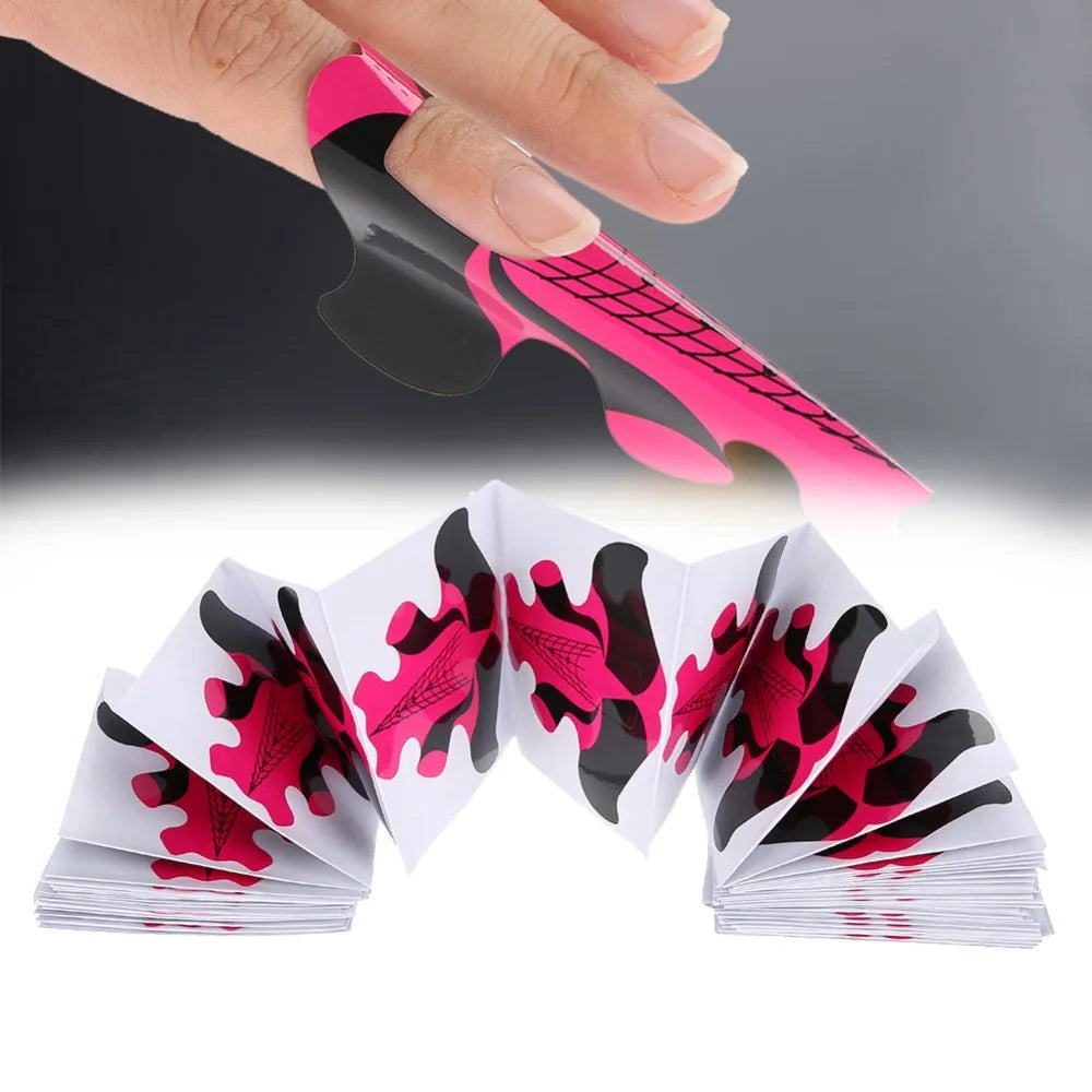 100-Pack Fish Pattern Nail Extension Paper Forms Self-Adhesive Nail Extension Forms QXL
