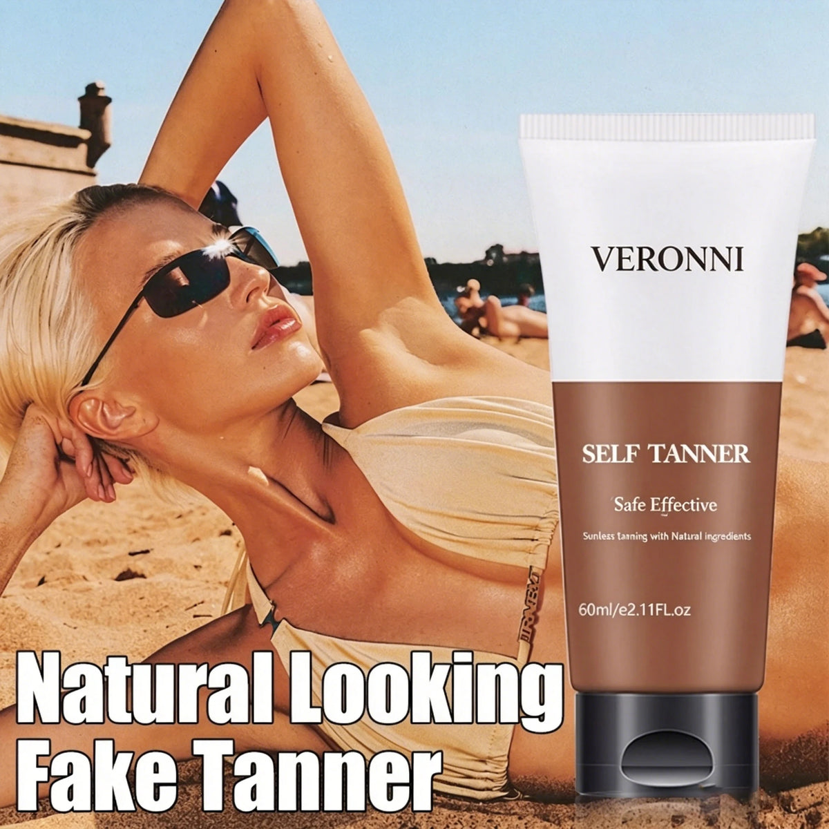 Long-Lasting Tanning & Bronzing Cream All Skin Types 60ml Self Tanner Cream QXL