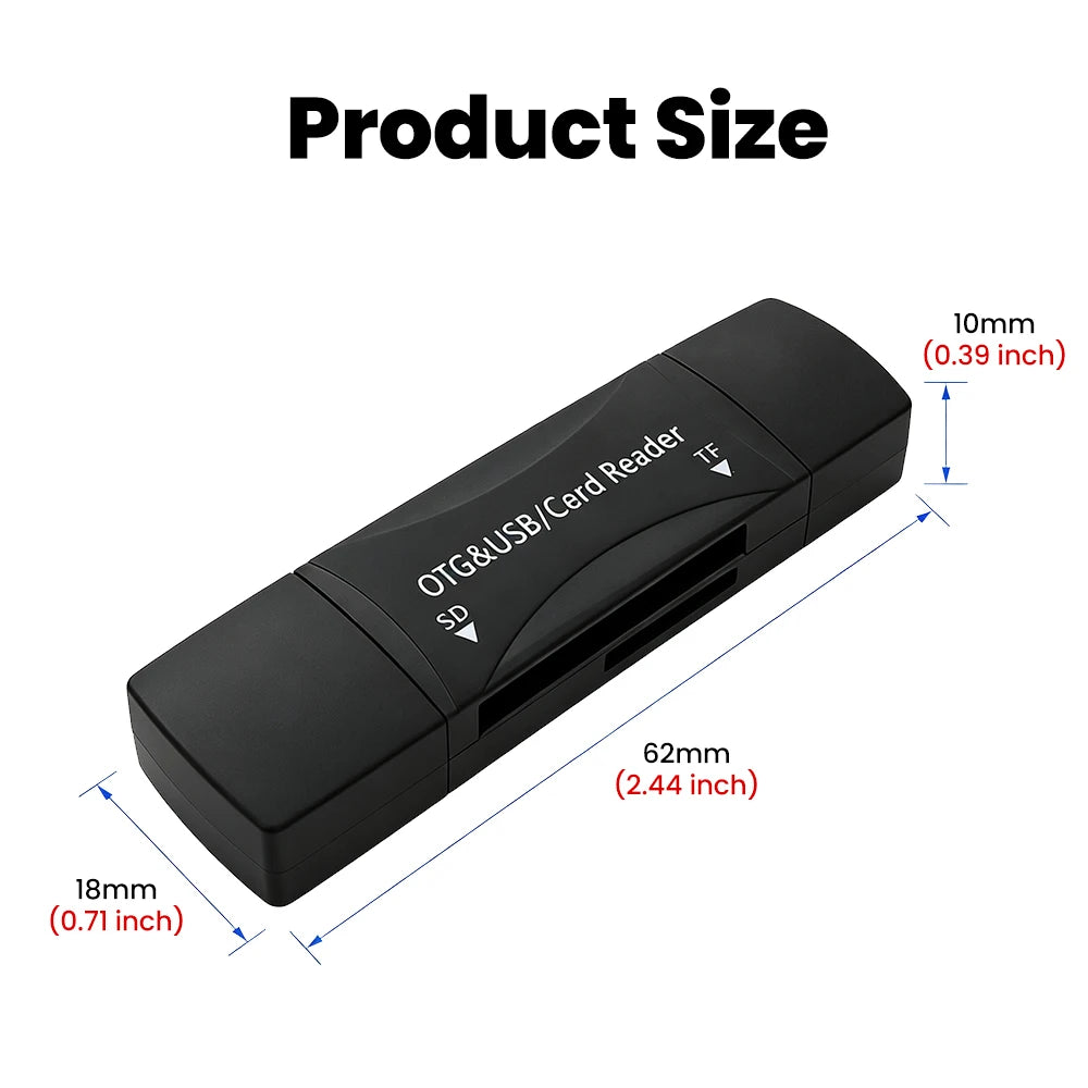 2-in-1 USB-C & Micro USB SD/TF Card Reader – USB 2.0 Memory Card Reader QXL