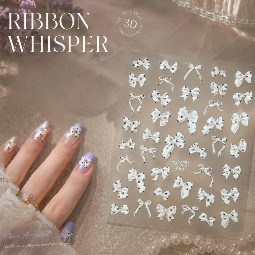 5D French Nail Stickers – Polka Dot & Giant Bow Decals | NAILFYOU Nail Art Stickers QXL