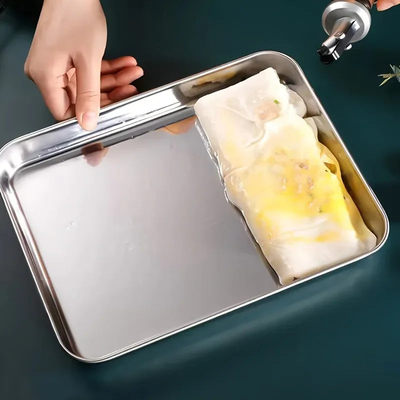 304 Stainless Steel Rectangular Steamer Tray | Baking Pan Steamer Baking Tray QXL