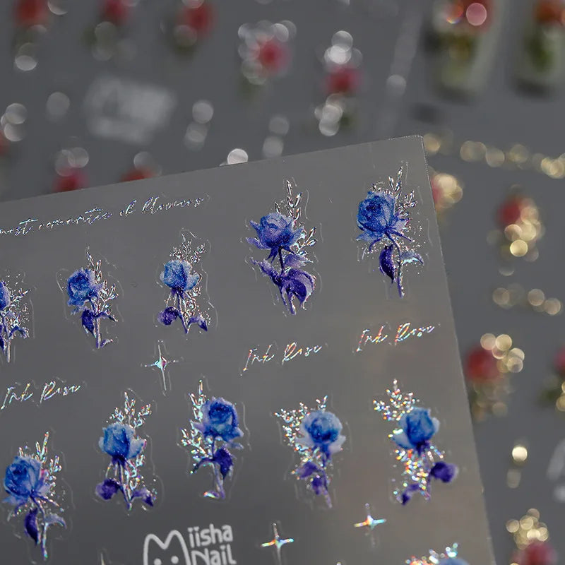 5D Luxury Rose Nail Art Stickers | Self-Adhesive Flower Decals Nail Art Stickers QXL