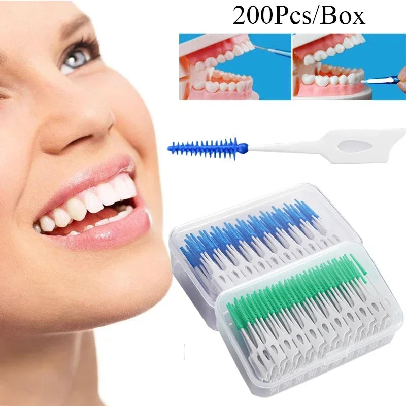150/200-Pack Silicone Interdental Brushes | Adult Floss Picks Interdental Brush QXL